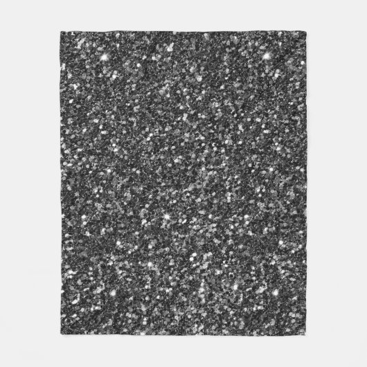 Black Faux Glitter. Fleece Deken (Voorkant)