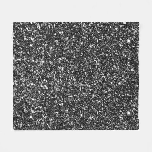 Black Faux Glitter. Fleece Deken (Voorkant (Horizontaal))