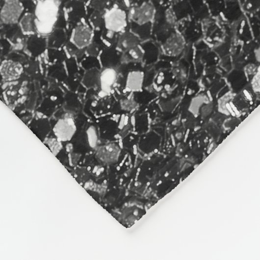 Black Faux Glitter. Fleece Deken (Hoek)