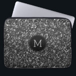 Black Faux Glitter Monogram Laptop Sleeve<br><div class="desc">Moderne zwarte faux glitter aangepaste monogram</div>
