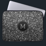 Black Faux Glitter Monogram Laptop Sleeve<br><div class="desc">Moderne zwarte faux glitter aangepaste monogram</div>