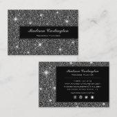 Black Faux Glitter Shimmer Texture Visitekaartje (Voorkant / Achterkant)