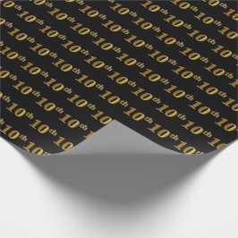Black, Faux Gold 10e (tiende) gebeurtenis Cadeaupapier