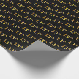 Black, Faux Gold 13de (dertiende) gebeurtenis Cadeaupapier