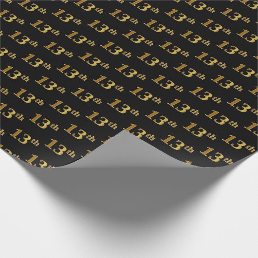 Black, Faux Gold 13de (dertiende) gebeurtenis Cadeaupapier (Hoek)