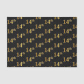 Black, Faux Gold 14e (veertiende) gebeurtenis Tissuepapier (Voorkant)
