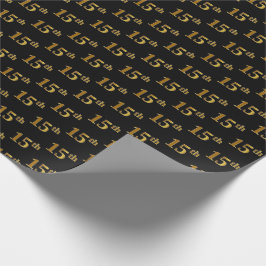 Black, Faux Gold 15th (vijftiende) event Cadeaupapier