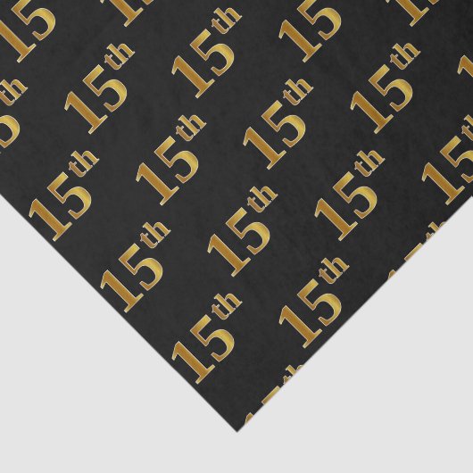 Black, Faux Gold 15th (vijftiende) event Tissuepapier (Detail)