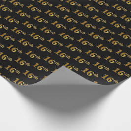 Black, Faux Gold 16e (zestiende) gebeurtenis Cadeaupapier