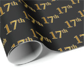 Black, Faux Gold 17e (zeventiende) gebeurtenis Cadeaupapier (Rol Hoek)