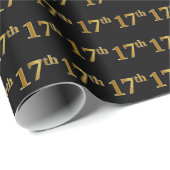 Black, Faux Gold 17e (zeventiende) gebeurtenis Cadeaupapier (Rol Hoek)