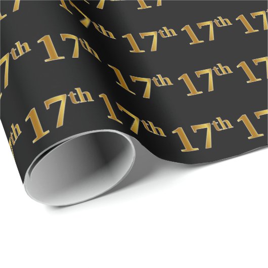 Black, Faux Gold 17e (zeventiende) gebeurtenis Cadeaupapier (Rol Hoek)