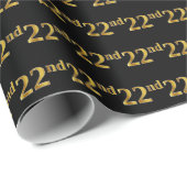 Black, Faux Gold 22e (22-seconden) event Cadeaupapier (Rol Hoek)