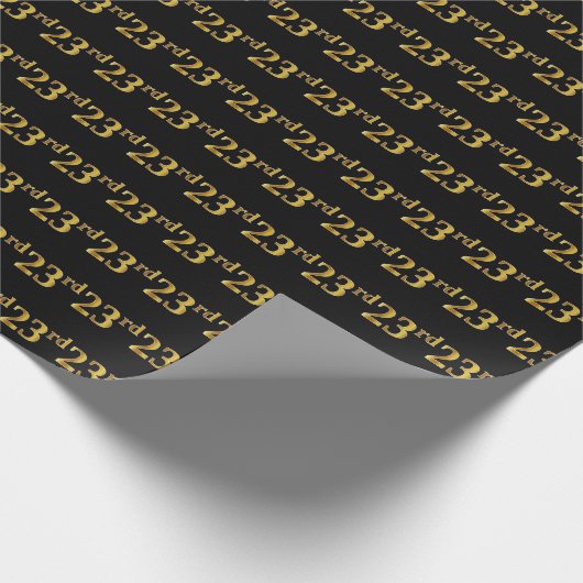 Black, Faux Gold 23e (23e) gebeurtenis Cadeaupapier (Hoek)