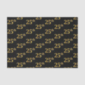 Black, Faux Gold 25th (25th) Event Tissuepapier (Voorkant)