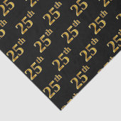 Black, Faux Gold 25th (25th) Event Tissuepapier (Detail)