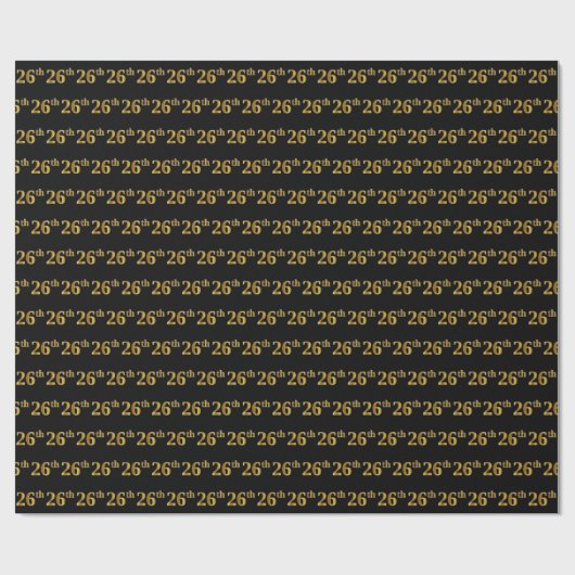 Black, Faux Gold 26th (26th) Event Cadeaupapier (Vlak)