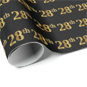 Black, Faux Gold 28e (achtentwintigste) gebeurteni Cadeaupapier (Rol Hoek)