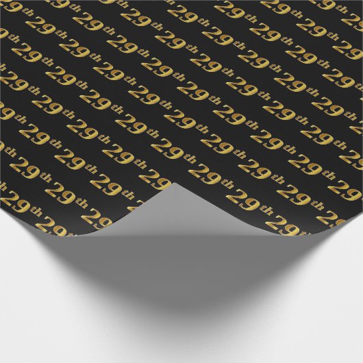 Black, Faux Gold 29th (negenentwintig) event Cadeaupapier (Hoek)