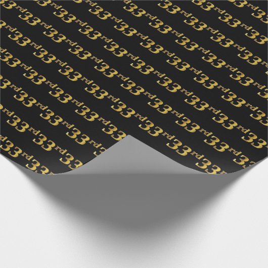 Black, Faux Gold 33e (Dertigderde) gebeurtenis Cadeaupapier (Hoek)