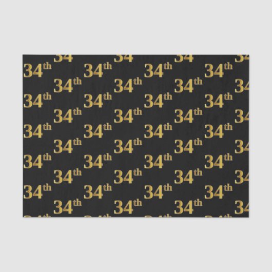 Black, Faux Gold 34th (34ste) event Tissuepapier (Voorkant)