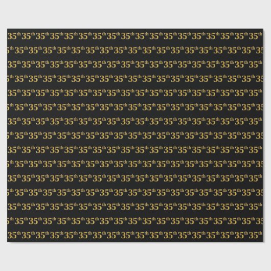 Black, Faux Gold 35th (35th) Event Cadeaupapier (Vlak)