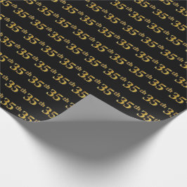 Black, Faux Gold 35th (35th) Event Cadeaupapier
