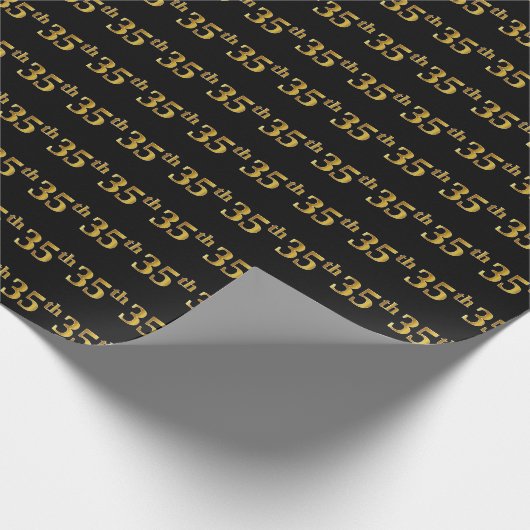 Black, Faux Gold 35th (35th) Event Cadeaupapier (Hoek)