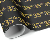 Black, Faux Gold 35th (35th) Event Cadeaupapier (Rol Hoek)