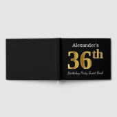 Black, Faux Gold 36th Birthday Party + aangepaste  Gastenboek (Volledig)