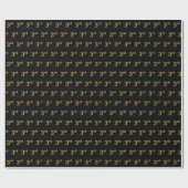 Black, Faux Gold 3de (derde) gebeurtenis Cadeaupapier (Vlak)