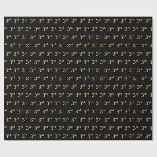 Black, Faux Gold 3de (derde) gebeurtenis Cadeaupapier (Vlak)
