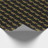 Black, Faux Gold 40th (40ste) event Cadeaupapier (Hoek)