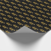 Black, Faux Gold 40th (40ste) event Cadeaupapier (Hoek)