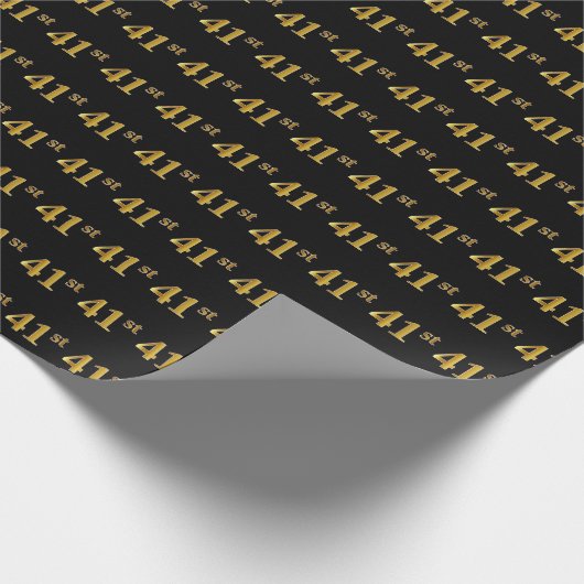 Black, Faux Gold 41st (41ste) gebeurtenis Cadeaupapier (Hoek)