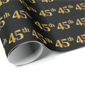 Black, Faux Gold 45th (45th) Event Cadeaupapier (Rol Hoek)