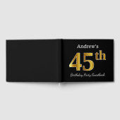 Black, Faux Gold 45th Birthday Party + aangepaste  Gastenboek (Volledig)
