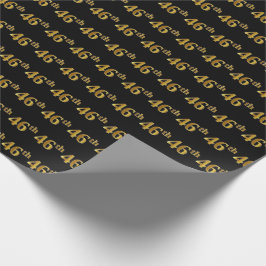 Black, Faux Gold 46th (46th) Event Cadeaupapier