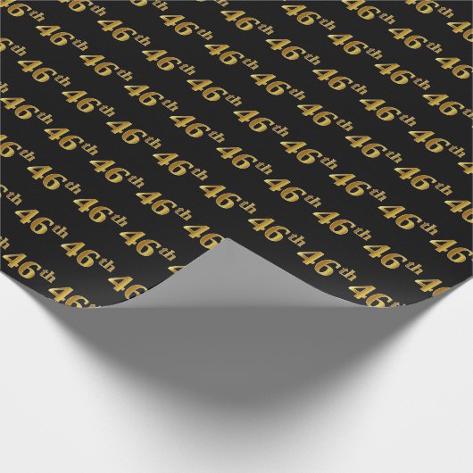 Black, Faux Gold 46th (46th) Event Cadeaupapier (Hoek)