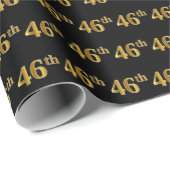 Black, Faux Gold 46th (46th) Event Cadeaupapier (Rol Hoek)