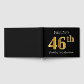 Black, Faux Gold 46th Birthday Party + aangepaste Gastenboek (Volledig)