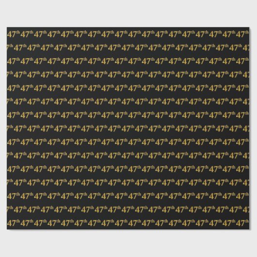 Black, Faux Gold 47th (47th) Event Cadeaupapier (Vlak)