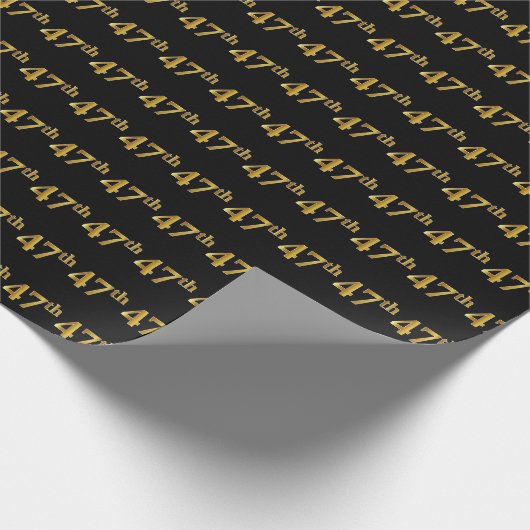 Black, Faux Gold 47th (47th) Event Cadeaupapier (Hoek)