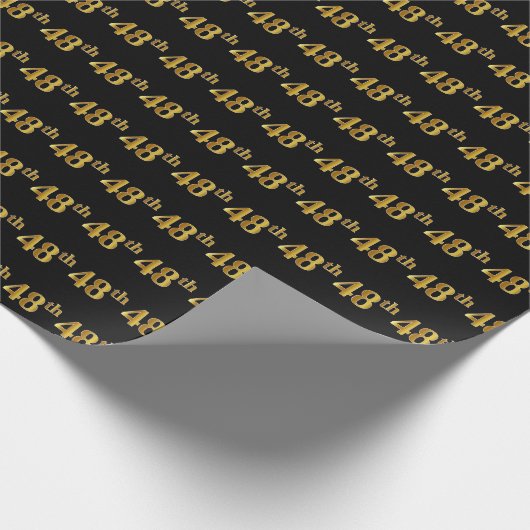 Black, Faux Gold 48th (48ste) event Cadeaupapier (Hoek)