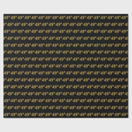 Black, Faux Gold 49th (49th) Event Cadeaupapier (Vlak)