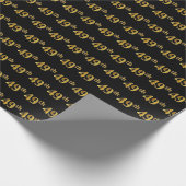 Black, Faux Gold 49th (49th) Event Cadeaupapier (Hoek)