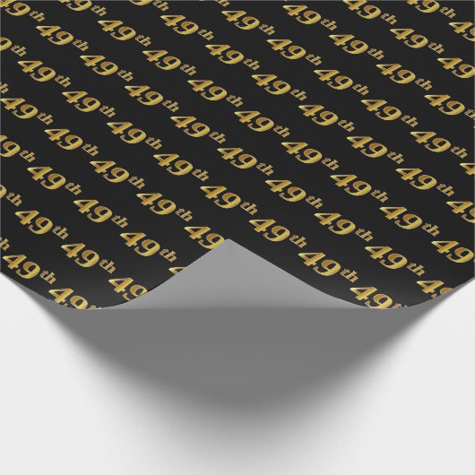 Black, Faux Gold 49th (49th) Event Cadeaupapier (Hoek)