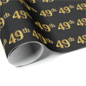 Black, Faux Gold 49th (49th) Event Cadeaupapier (Rol Hoek)