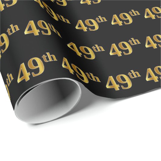 Black, Faux Gold 49th (49th) Event Cadeaupapier (Rol Hoek)
