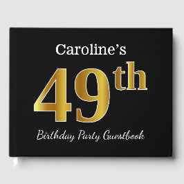 Black, Faux Gold 49th Birthday Party + aangepaste Gastenboek